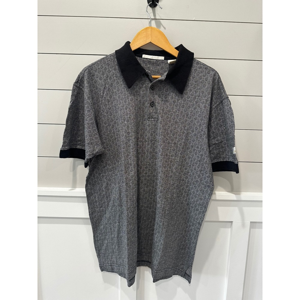 Perry Ellis Mens Grey Black Geometric Diamond Knit Polo Shirt GF3504 Large